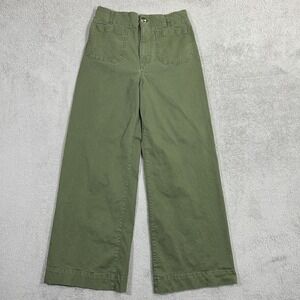 Maeve Colette Pants Womens 30 Tall Green Wide Leg Patch Pockets High Rise Crop